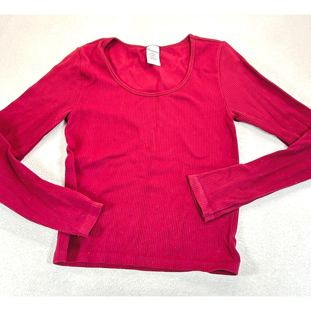 No Boundaries Ribbed Top Kids L 12-14 Red Basics
